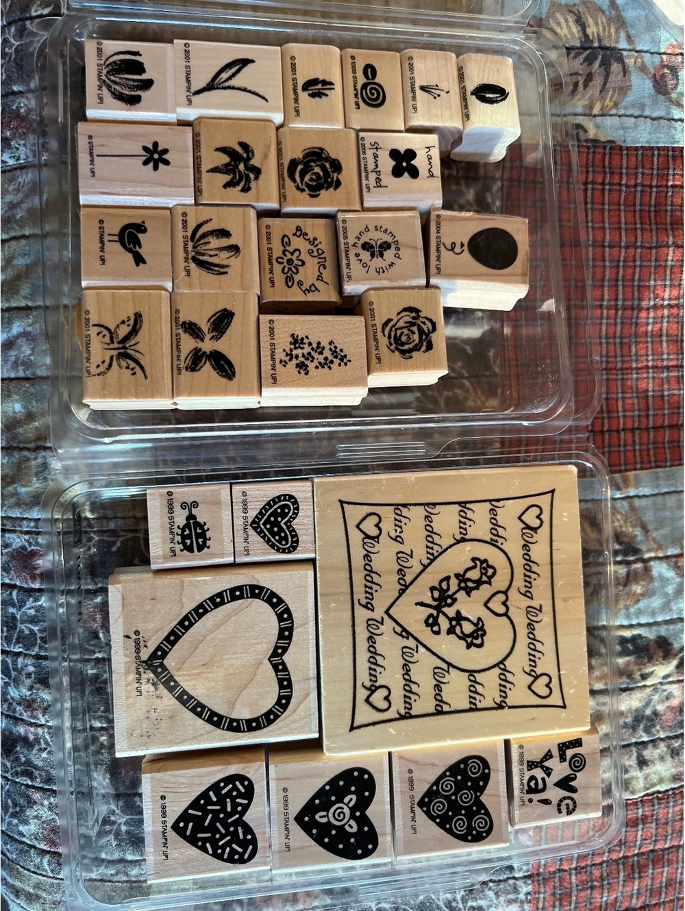 Anita's Wood Mounted Rubber Stamps Set - Hearts, Flowers, Butterflies, Wedding &